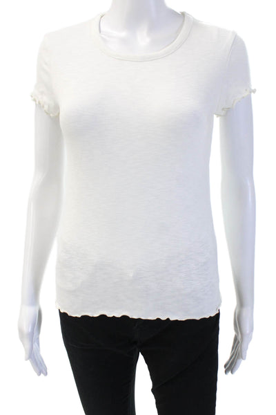 Madewell Womens Basic White Cotton Modal Crew Neck T-Shirt Short Sleeve Size XS
