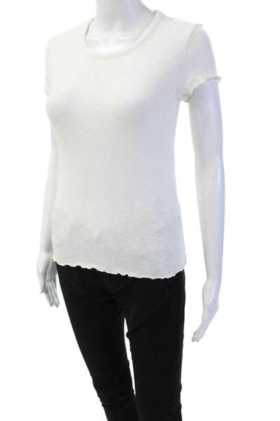 Madewell Womens Basic White Cotton Modal Crew Neck T-Shirt Short Sleeve Size XS