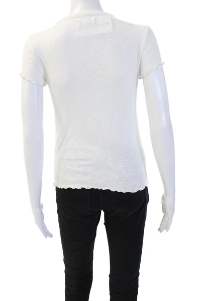Madewell Womens Basic White Cotton Modal Crew Neck T-Shirt Short Sleeve Size XS