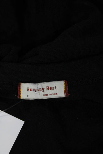 Sunday Best Women Black Cotton Heart T-Shirt Short Sleeve Size 4