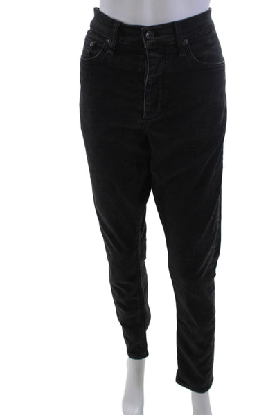 Rag & Bone Unisex Skinny Tapered Jeans Black Mid Rise Button Fly 30in Size 34