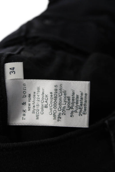Rag & Bone Unisex Skinny Tapered Jeans Black Mid Rise Button Fly 30in Size 34