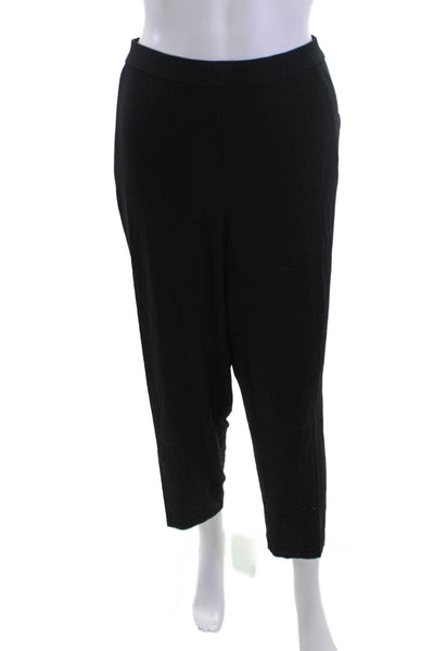 Eileen Fisher Women Black Ankle Cropped Plus Pants Viscose Spandex Size 2X