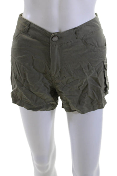 Sanctuary Unisex Cargo Shorts Army Green 100% Tencel Button Closure Size 28