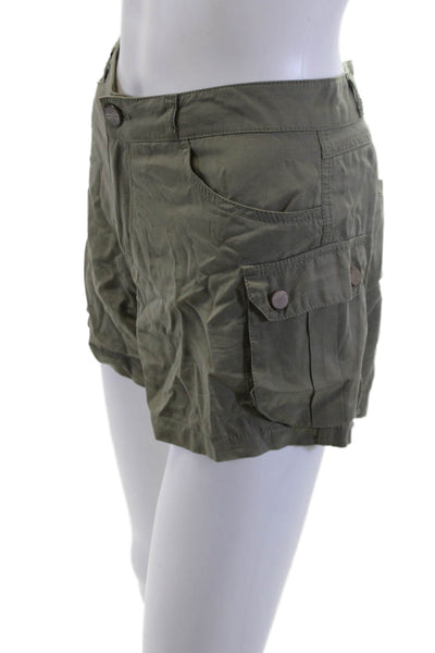 Sanctuary Unisex Cargo Shorts Army Green 100% Tencel Button Closure Size 28