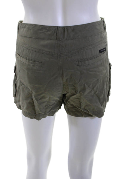 Sanctuary Unisex Cargo Shorts Army Green 100% Tencel Button Closure Size 28