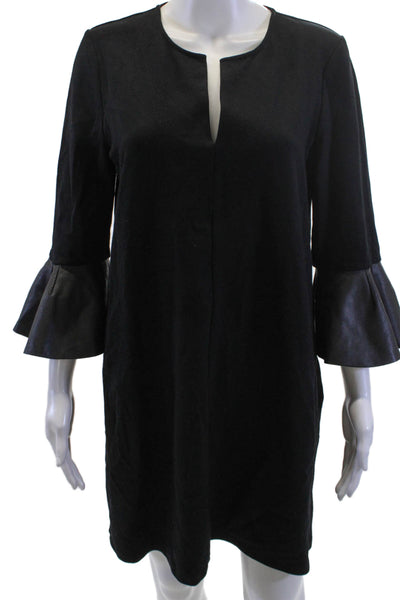 BCBGMAXAZRIA Womens Black Shift Dress 3/4 Sleeve Short Rayon Blend Size S