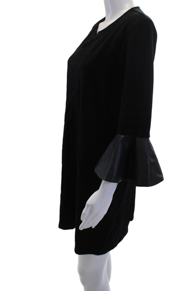 BCBGMAXAZRIA Womens Black Shift Dress 3/4 Sleeve Short Rayon Blend Size S