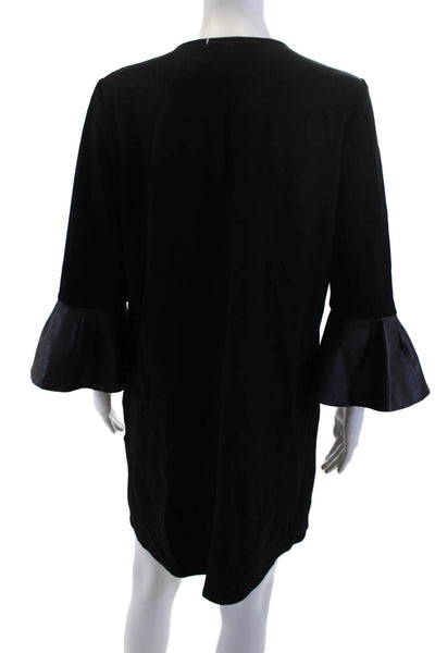 BCBGMAXAZRIA Womens Black Shift Dress 3/4 Sleeve Short Rayon Blend Size S