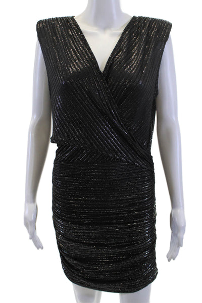 Ramy Brook Womens Bodycon Mini Dress Black V-Neck Sleeveless Size M