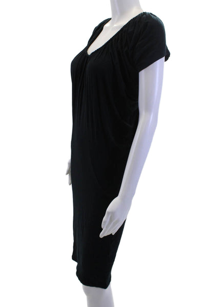 Theory Womens Shift Dress Black Short Sleeve Round Neck Petite Size 0
