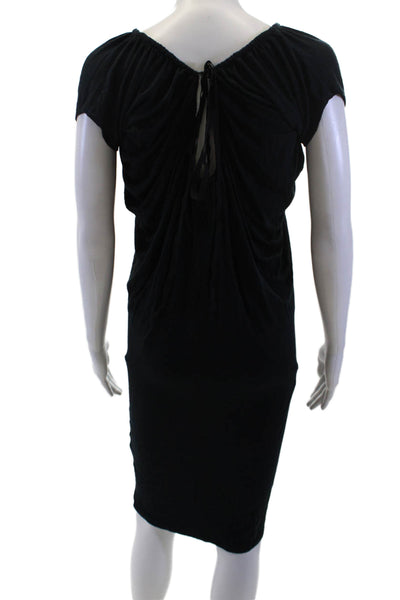 Theory Womens Shift Dress Black Short Sleeve Round Neck Petite Size 0