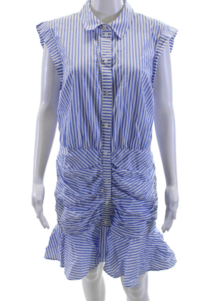 Veronica Beard Womens Blue Striped Shirt Dress Collared Button Short Size 12