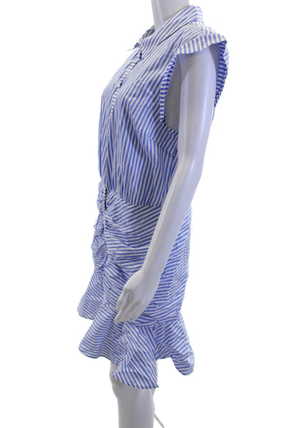 Veronica Beard Womens Blue Striped Shirt Dress Collared Button Short Size 12