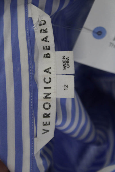 Veronica Beard Womens Blue Striped Shirt Dress Collared Button Short Size 12
