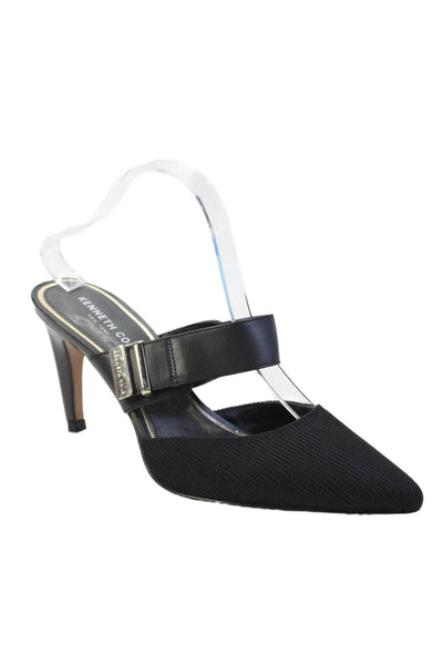 Kenneth Cole Womens Pointed Toe Strap Detail Mule Heels Black Size 9
