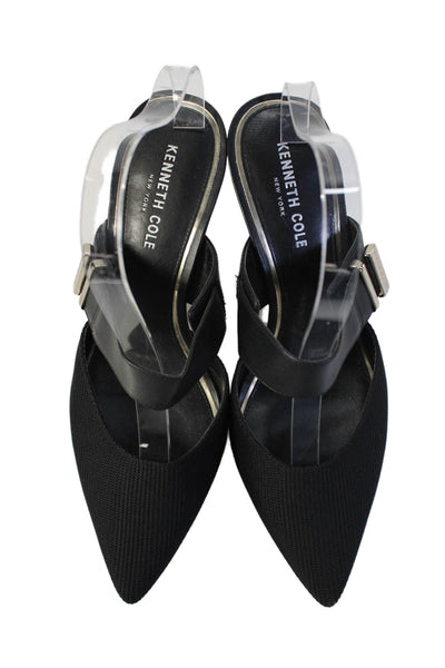 Kenneth Cole Womens Pointed Toe Strap Detail Mule Heels Black Size 9