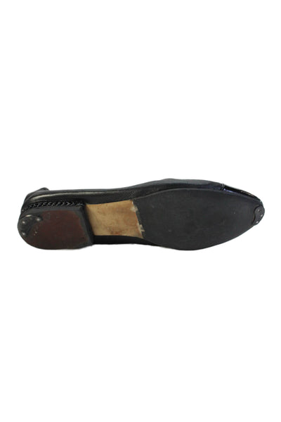 Michael Kors Womens Leather Cap Toe Detail Slip On Flats Black Size 9