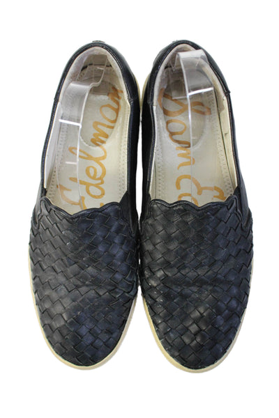Sam Edelman Womens Leather Woven Detail Slip On Shoes Black Size EUR 39