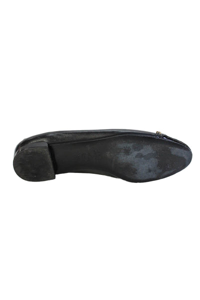 Stuart Weitzman Womens Leather Chain Accent Quilted Detail Flats Black Size 9