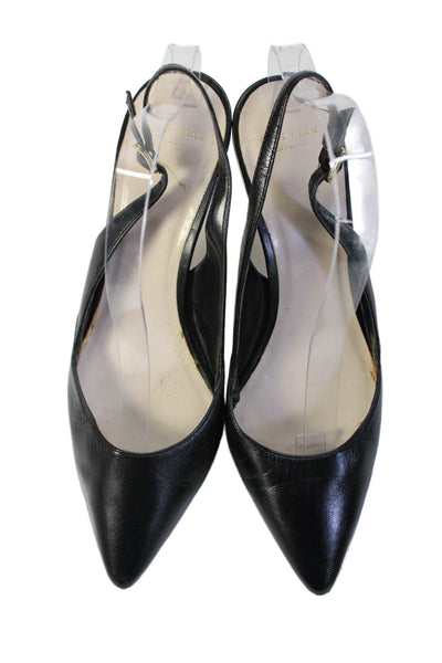 Cole Haan Womens Leather Pointed Toe Slingback Heels Black Size 9