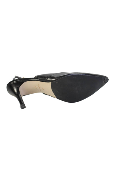 Cole Haan Womens Leather Pointed Toe Slingback Heels Black Size 9