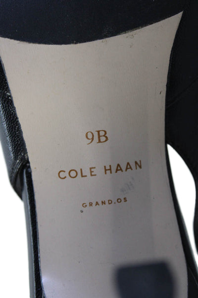 Cole Haan Womens Leather Pointed Toe Slingback Heels Black Size 9