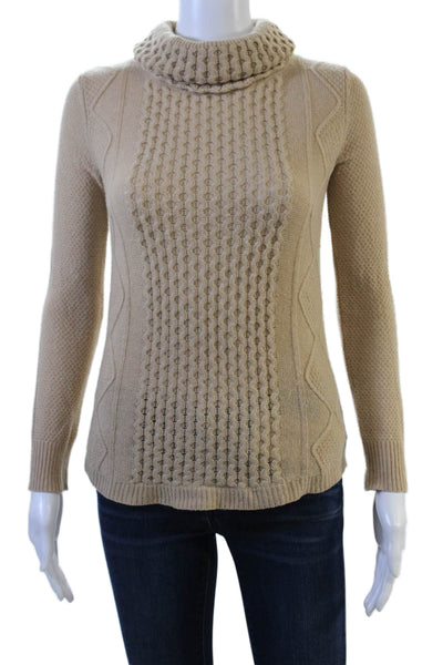Theory Women Pullover Sweater Turtleneck 100% Wool Beige Long Sleeve Size 0P