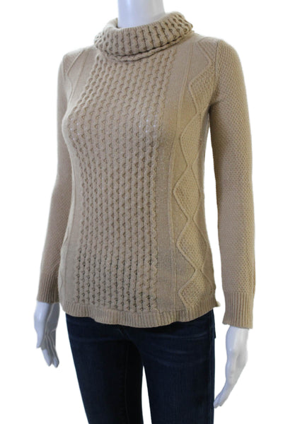 Theory Women Pullover Sweater Turtleneck 100% Wool Beige Long Sleeve Size 0P