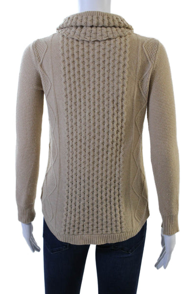 Theory Women Pullover Sweater Turtleneck 100% Wool Beige Long Sleeve Size 0P
