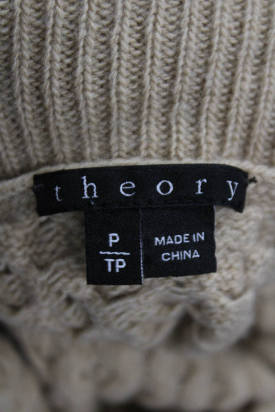 Theory Women Pullover Sweater Turtleneck 100% Wool Beige Long Sleeve Size 0P