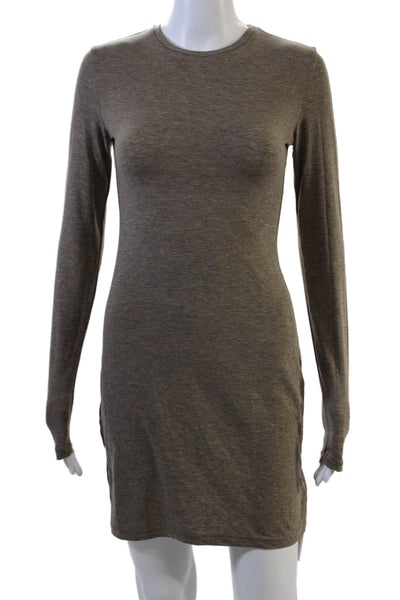 Zara Women Sweater Dress Brown Polyester Long Sleeve Knee Length Size S