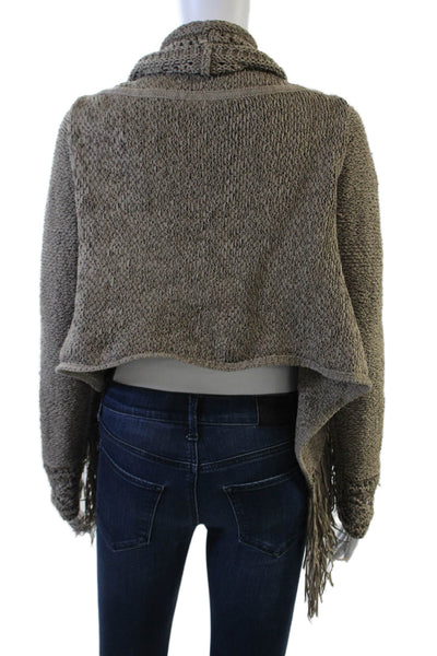 BCBG Max Azria Women Brown Cotton Boho Cardigan Long Sleeve Size XS