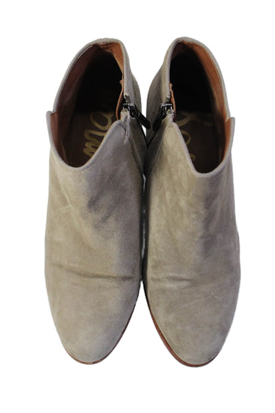 Sam Edelman Womens Suede Zip Up Petty Ankle Boots Grey Size 7.5 Medium