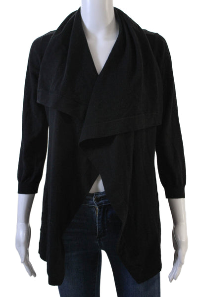 Theory Womens Black Cardigan Sweater Wool Lame Designer 3/4 Sleeve Size S