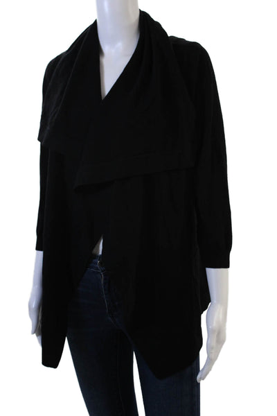 Theory Womens Black Cardigan Sweater Wool Lame Designer 3/4 Sleeve Size S