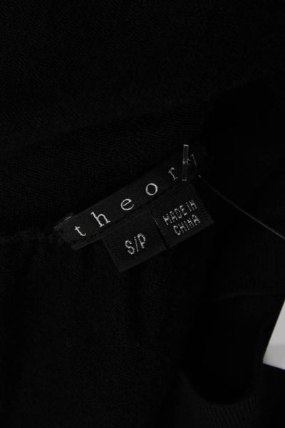Theory Womens Black Cardigan Sweater Wool Lame Designer 3/4 Sleeve Size S