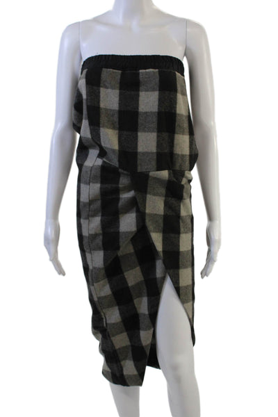 Rick Owens Women Midi Check Wool Blend Sleeveless Dress Size 6