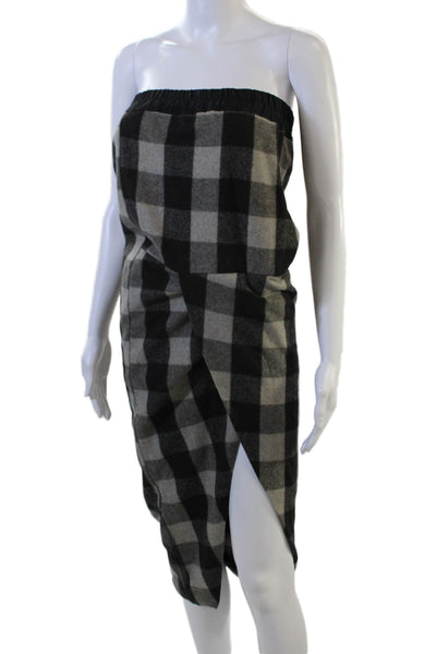 Rick Owens Women Midi Check Wool Blend Sleeveless Dress Size 6