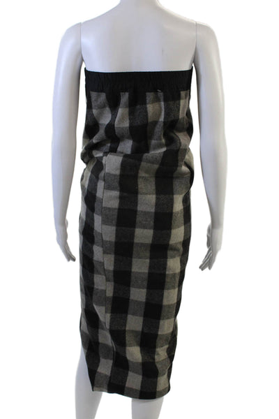 Rick Owens Women Midi Check Wool Blend Sleeveless Dress Size 6