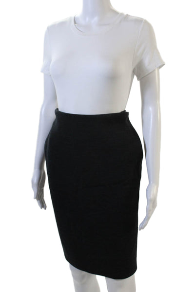 Lanvin Women Straight Pencil Skirt Black Wool Blend Short Size 38
