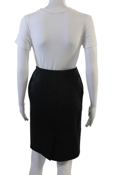 Lanvin Women Straight Pencil Skirt Black Wool Blend Short Size 38