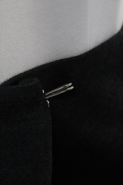 Lanvin Women Straight Pencil Skirt Black Wool Blend Short Size 38