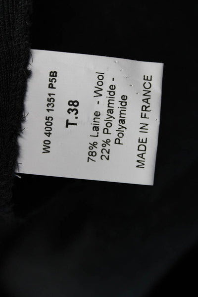 Lanvin Women Straight Pencil Skirt Black Wool Blend Short Size 38