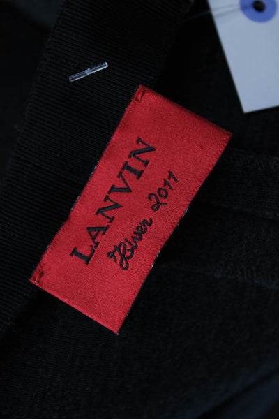 Lanvin Women Straight Pencil Skirt Black Wool Blend Short Size 38