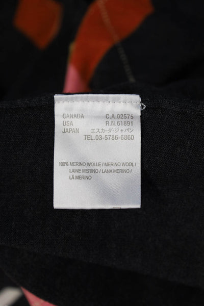 Escada Sport Womens V-Neck Argyle Merino Tie 3/4 Sleeve Dark Gray Size M