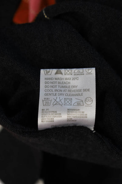 Escada Sport Womens V-Neck Argyle Merino Tie 3/4 Sleeve Dark Gray Size M