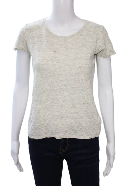 Majestic Filatures Womens Basic T-Shirt Beige Linen Blend Short Sleeve Size 3