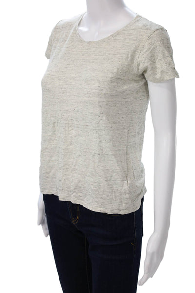 Majestic Filatures Womens Basic T-Shirt Beige Linen Blend Short Sleeve Size 3