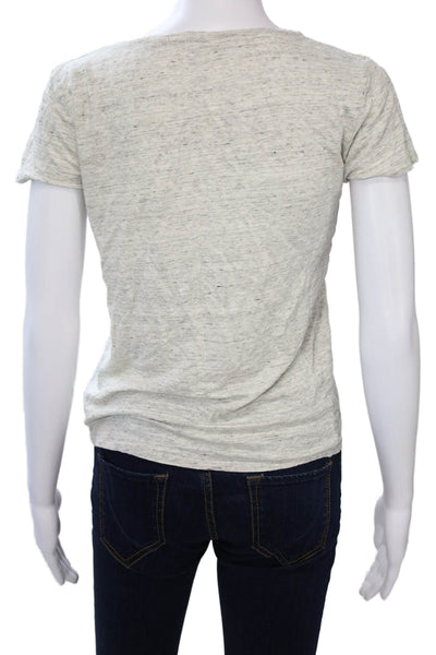 Majestic Filatures Womens Basic T-Shirt Beige Linen Blend Short Sleeve Size 3